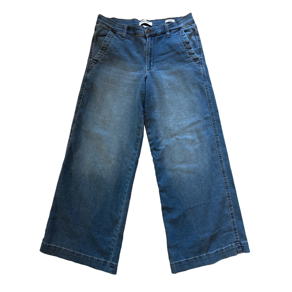 Nine West Wide Leg Denim Pants Size 6 Petite Classic Blue Denim High Rise Jeans